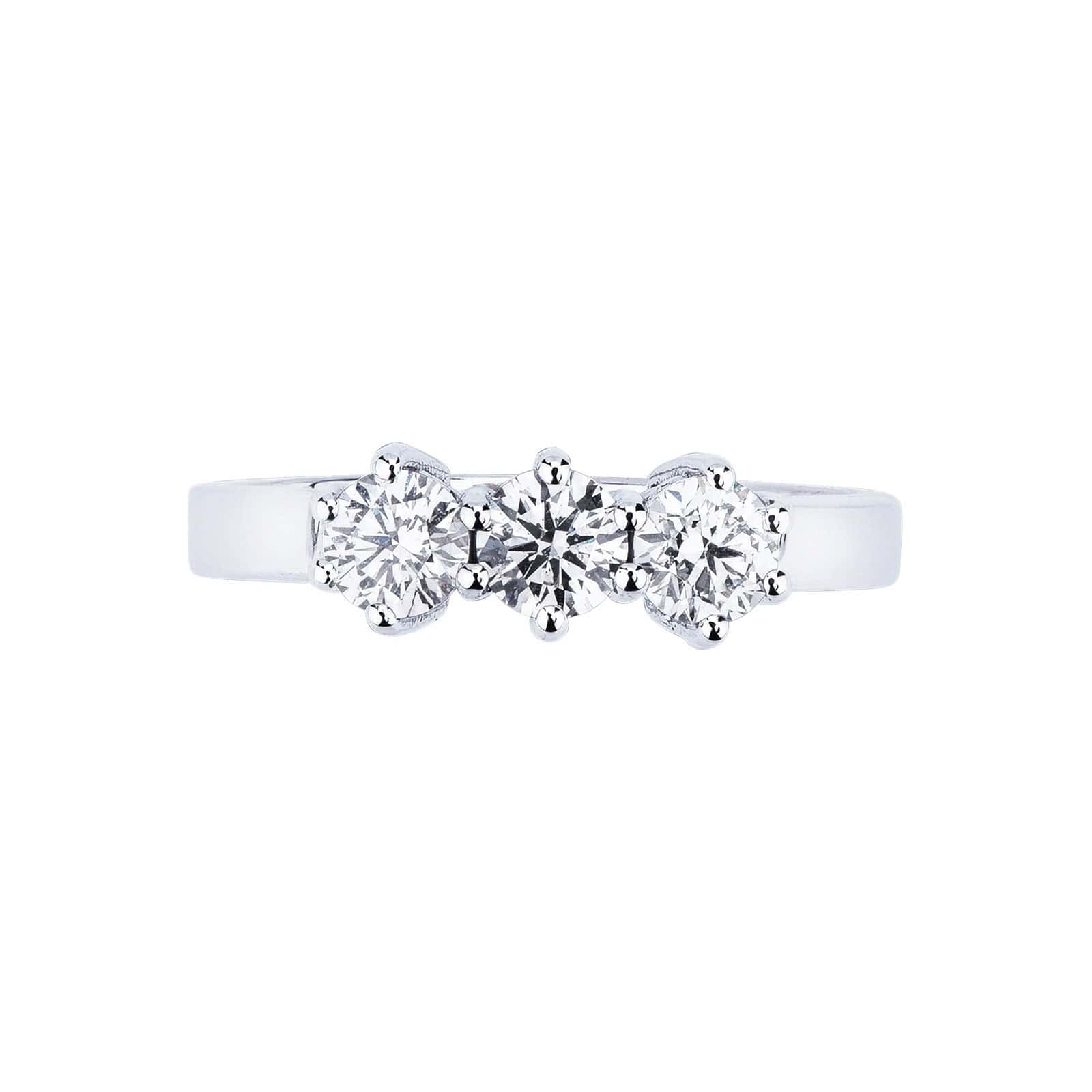 Anello trilogy in oro bianco 18k con diamanti
