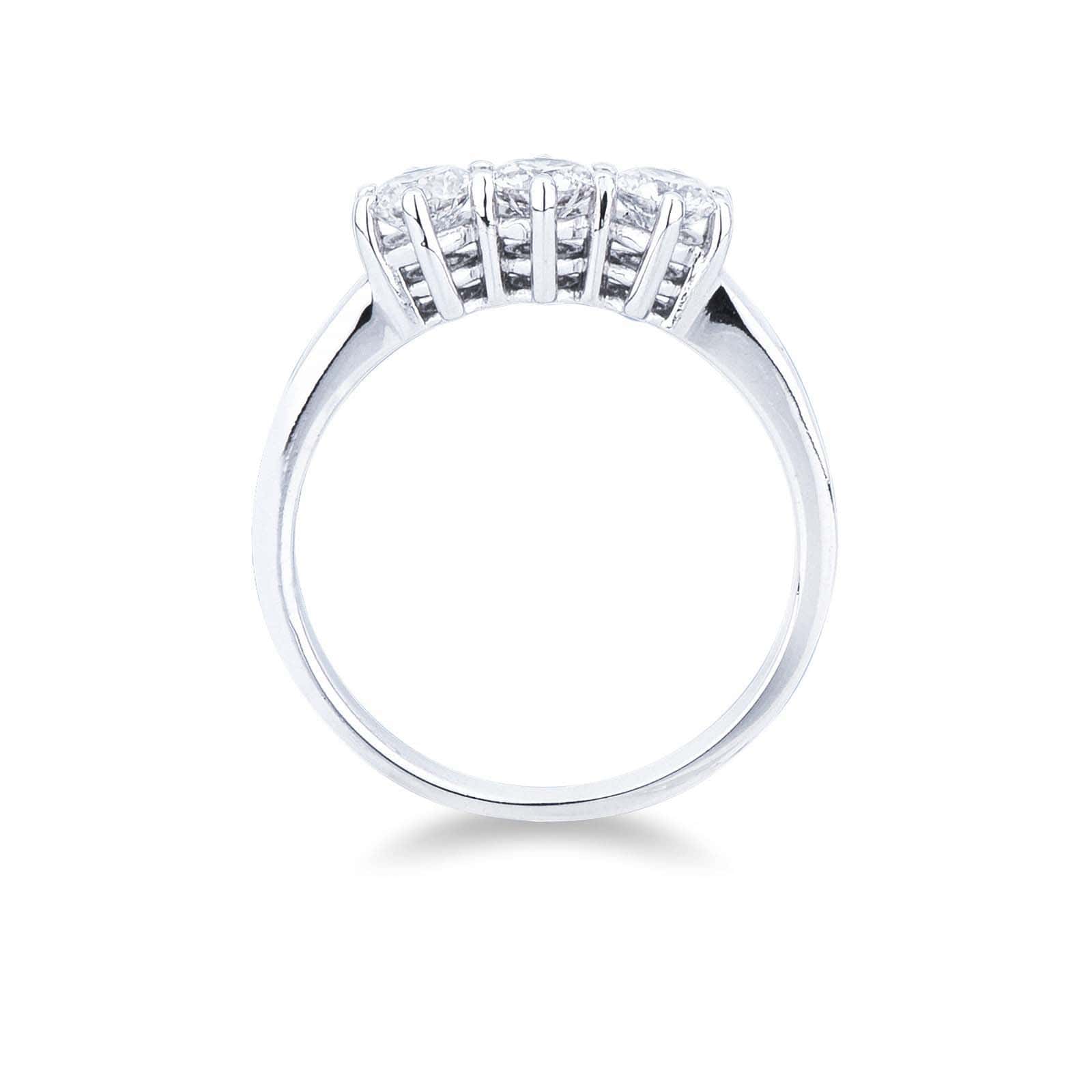 Anello Trilogy a 6 griffe in Oro bianco 18k con Diamanti - immagine 2