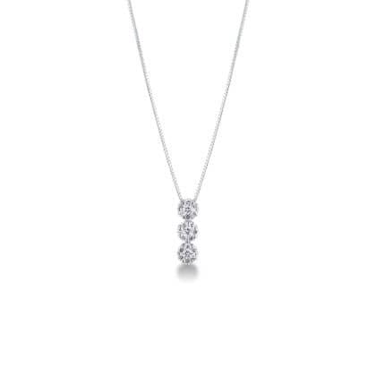 Collana in oro bianco 18k con 3 fiori in diamanti