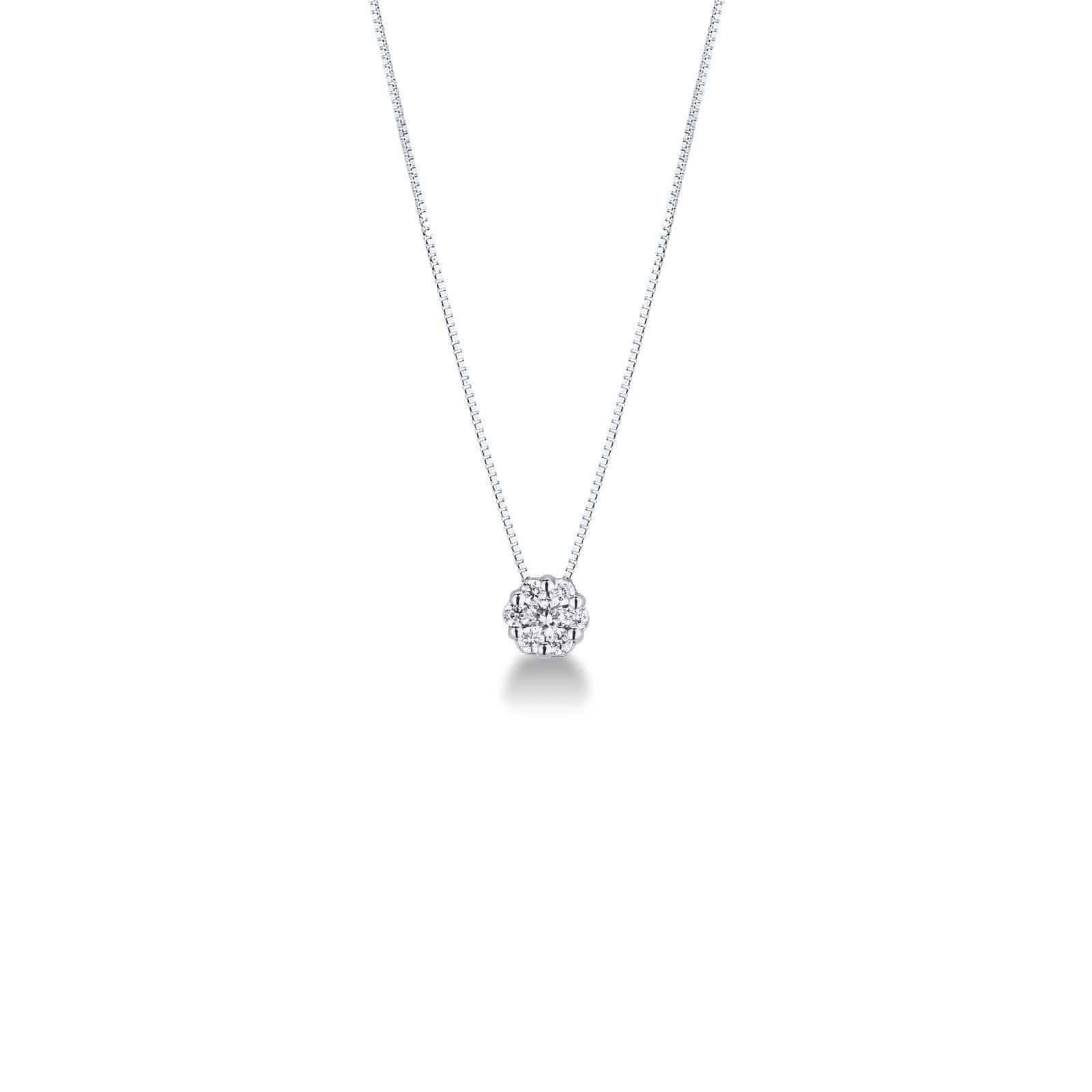 Collana in oro bianco 18k con punto luce illusione in diamanti