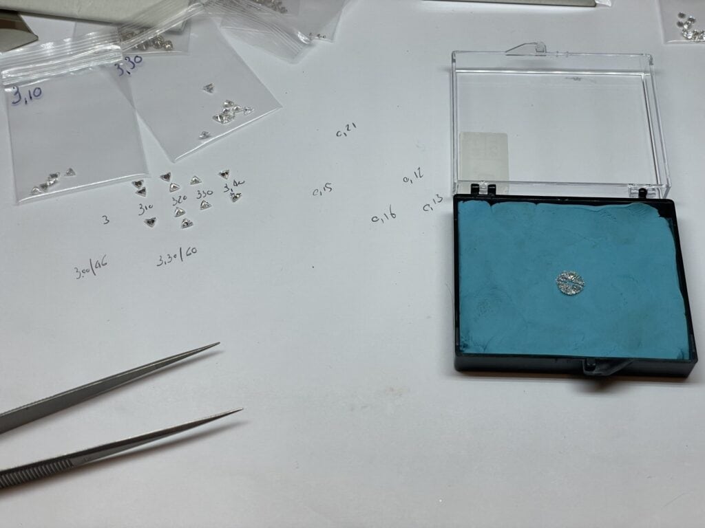 calibrazione di diamanti e progettazione di anello